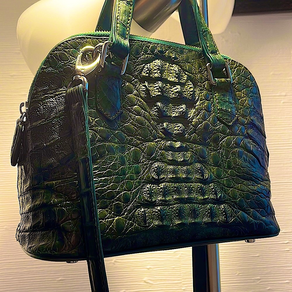 Real Crocodile Leather Dark Green Crossbody Purse